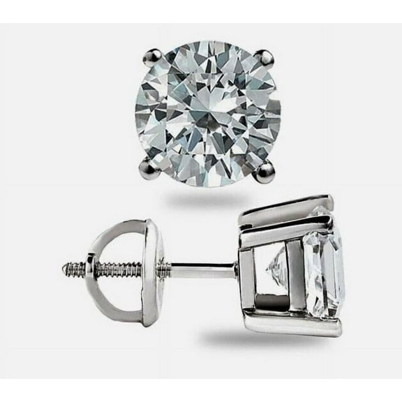 2.0Ct Round Cut Moissanite Solid 7mm Stud Earrings Screw Back 14K Yellow Gold Plated