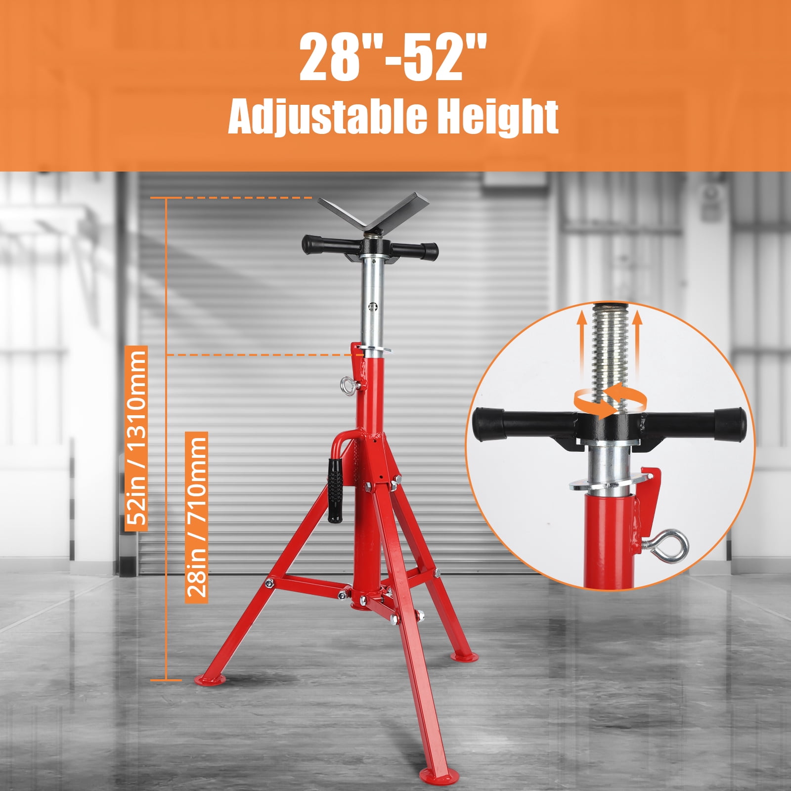Towallmark V Head Pipe Stand, Adjustable Height 28\"-52\", Pipe Jack Stands 2500 lb. Load Capacity, Portable Folding Pipe Stands, Carbon Steel Body More Durable