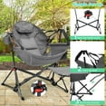 thumbnail image 5 of Ainfox Hammock Chair with Footrest, Oversized Swinging Portable Folding Camping Chairs for Adults Outside Swinging Camp with Cup Holder Pillow for Outdoor Patio Lawn Grey, 5 of 16