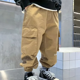 thumbnail image 4 of Pantalones de marca a la moda para niños, pantalones Cargo para niños, primavera y otoño, nuevo estilo, versión coreana, pantalones informales holgados 2024, 4 of 4