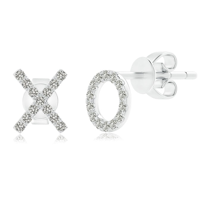 10KT White Gold Round Prong-set Diamond Cluster Stud Earrings 0.04 Cttw 