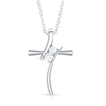 thumbnail image 2 of Rosec Jewels Natural Diamond Cross Pendant Necklace with Chain - HI-SI Quality - Minimalist Necklace Ready to Gift for Christmas, 10K White Gold, 2 of 8