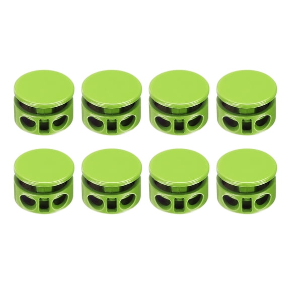 8Pack Round Cord Locks, 4mm Metal Double Hole Spring Toggle Stopper, Light Green