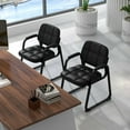 thumbnail image 5 of Costway Waiting Room Chair Set of 2 Upholstered Guest Conference Chair with Armrest Black, 5 of 9