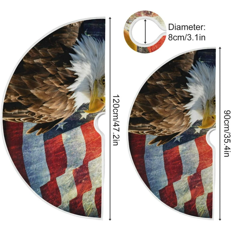 Zhanzzk Independence Day Vintage American Flag Bald Eagle Firework Xmas Christmas Tree Skirt Stand Mat For Holiday Party Decoration Indoor Outdoor 36