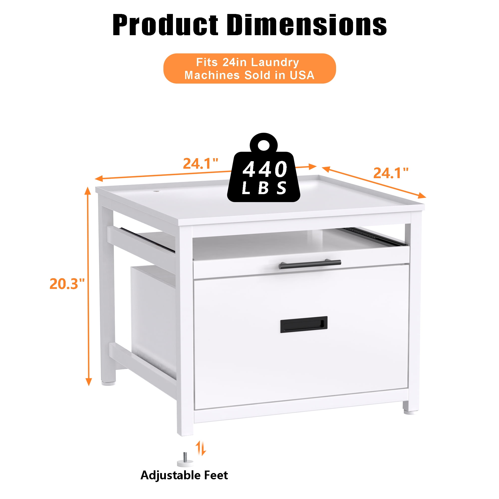 Washer Dryer Pedestal Stand, 24.1" Laundry Pedestal for Compact Washing Machine