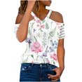thumbnail image 2 of Aloohaidyvio Tops Clearance,Women Fashion Summer Printed Regular Starpless Mesh Short Sleeves V Neck Top, 2 of 5