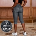 thumbnail image 6 of ClodeEU Women's Faux Denim Print Capri Pants with Faux Pockets, Casual Cropped Trousers Gray,Womens Plus L, 6 of 8