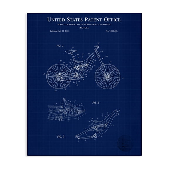 Stupell Industries Detailed Bicycle Blueprint Transportation Painting Gallery Wrapped Canvas Art Print Wall Art, 16 x 20