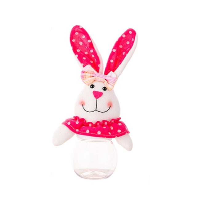 Diconna Easter Treat Boxes Bunny Candy Jar Long Ears Rabbit Box Clear Display Case Holiday Goody Cookies Biscuit Container