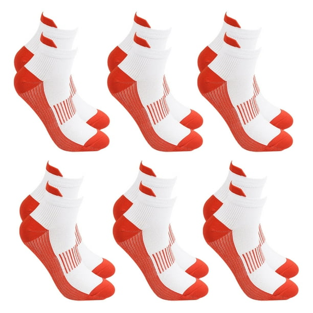 Jumpingount 6 pares de fibras de textura estable fija que absorbe el sudor de tela transpirable y duradera que no destiñe para todos los pies Medias Rojo METRO