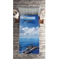 thumbnail image 2 of Ambesonne Ocean Quilted Coverlet 2 Pcs, Jumping Dolphins in Sky, Twin Size, Blue White, 2 of 2
