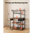thumbnail image 3 of VEVOR Kitchen Bakers Rack, 4.6ft Power Cable Bakers Rack with Power Outlet, Kitchen Stand with X-Shaped Support Bar, 8 S-Shaped Hooks, Coffee Bar Stand for Dishes, Spice Bottles, Built-In Power Strip, 3 of 9