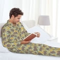 thumbnail image 6 of Fotbe African bush elephant Pattern Long Sleeve Pajama Set for Men,Sleepwear Set,2-piece Loungewear Set,Soft PJs Comfy Nightwear with Pockets-Medium, 6 of 7