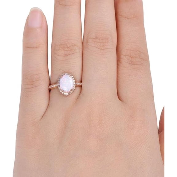 Opal Gemstone Ring, Natural Opal & CZ Tiny Ring, October Birthstone, Womens Ring, Halo Ring, Stackable Ring, Gold Micron Ring, 925 Sterling Silver, Dainty Ring, Gift For Her, Christmas Gift