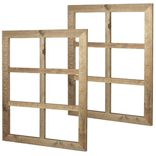 Ilyapa Window Frame Wall Decor 2 Pack Large 18x22 Inch Rustic Wood