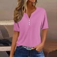 thumbnail image 2 of XIAfhje Tops For Women Summer T-Shirts Short Sleeve V-Neck Blouse Casual Solid Color Loose Top Tees Flowy Tunic Blouse, 2 of 5