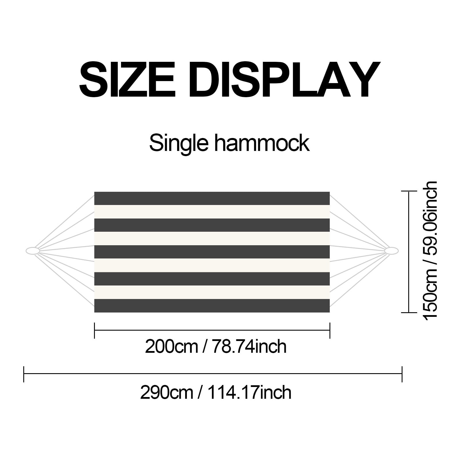 Double Hammock with Stand Sturdy 440lbs Capacity Hammock for Camping Outside Garden Outdoor Indoor Patio Backyard, Black White