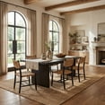 thumbnail image 4 of SAFAVIEH Masha Coastal Paper String Solid Dining Bistro Chair, Natural/Black (Set of 2), 4 of 18