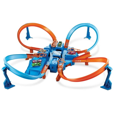 Hot Wheels Track Set with 1:64 Scale Toy Car  Criss-Cross Crash Track with Motorized Booster