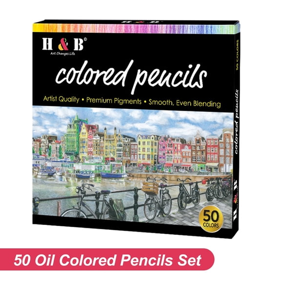 ECommerce,LLC Oil Colored Pencils Set 50 Color Pre-Sharpened Color Sketch Pencils Art Supplies for Students Adults Artists Drawing Sketching Beginner