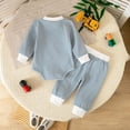 thumbnail image 5 of CAUYDY Newborn Baby Boy Fall Outfits Long Sleeve Romper Bodysuit Pants 0 3 6 9 12 18 24 Months Cute Winter Clothes Set Sizes 3-6 Months,Light Blue, 5 of 8