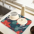 thumbnail image 2 of Yayeee Dish Drying Mat for Kitchen Counter 16" x 18" Microfiber Super Absorbent Coffee Decorative Pad, Christmas Berries, 2 of 9
