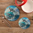 thumbnail image 2 of Three Sharks with Waves Pot Holders Set Trivets Hot Pads Cotton Mats for Cooking, 2 of 7