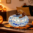thumbnail image 6 of Hand-Blown Glass Pumpkin Figurine - Colorful Speckled Art Glass Ornament, Halloween Fall Thanksgiving Tabletop Centerpiece for Home & Desk Decor, 6 of 6