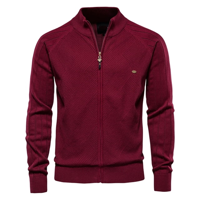 DPTALR Cardigan à Fermeture Éclair pour Hommes Col Montant Tricoté Manches Longues