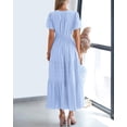 thumbnail image 3 of Vestido casual BTFBM para mujer, verano 2025, cuello en V y cintura elástica, 3 of 6