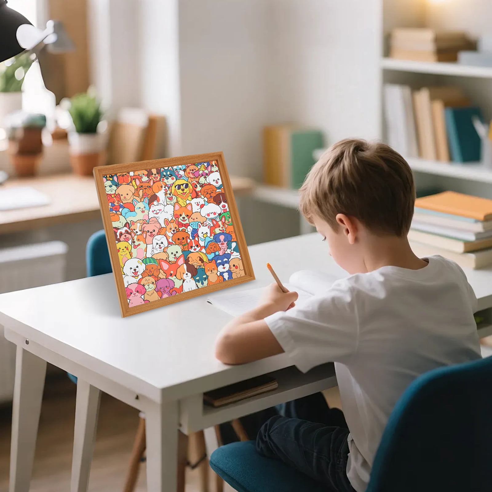 NUAHRHY DIY Wooden Animal Puzzle Frame, Coloring Animal Doodling Jigsaw Puzzle with 12 Color Marker Pens, Creative Art Craft Set, Educational Cartoon Doodling Puzzle Activity