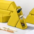 thumbnail image 4 of Roiihwy Standing Aesthetic Triangular Design Pencil Case Pouch, Portable Pen Bag Holder Wide with Drawer(Yellow), 4 of 6