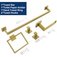 thumbnail image 3 of 5 Pieces Bathroom Hardware Accessories Set Brushed Gold, 16Inch Bathroom Towel Rack Set SUS304 Stainless Steel, Square Bath Towel bar Set Heavy Duty, Wall Mounted, 3 of 8