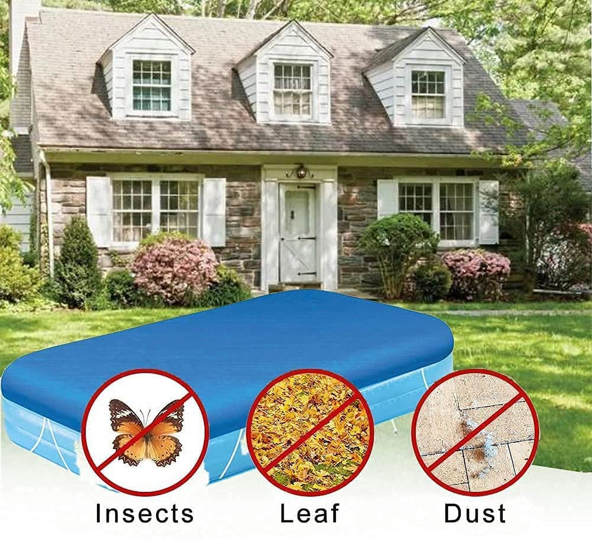 Rectangular Pool Cover, Fits 120 in x 72 in Rectangle Inflatable Pool, Portable Inflatable Swimming Pool Cover