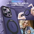 thumbnail image 6 of Dteck for iPhone 15 Pro Max Case with Magnetic Ring Stand, Compatible with MagSafe, Frosted Translucent Slim Phone Grip Cover,Deep Purple, 6 of 6