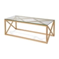 thumbnail image 1 of Henn&Hart 17" Art Deco Metal Brass Finish Coffee Table with Glass Top, 1 of 8