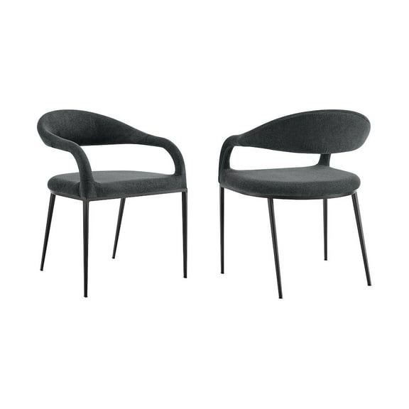 Morgan Upholstered Dining Chair with Matte Black Iron and Charcoal Fabric - Set of 2