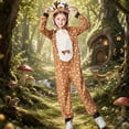 thumbnail image 2 of Dakiuu Kids Reindeer Christmas Costume Hooded Long Sleeve Jumpsuit With Antlers And Tail, 2 of 7