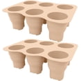 thumbnail image 4 of 2 Pack Silicone Seed Starter Tray, 6 Large Cells Reusable Microgreens Growing Trays Bonsai Plant Starter Kit Flexible Seedling Germination Cup for Indoor Plant Propagation, Beige, 4 of 8