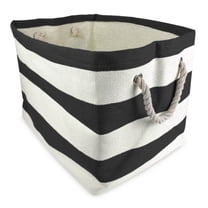 Contemporary Home Living Small Striped Rectangular Paper Storage Bin - 11" - Black and White