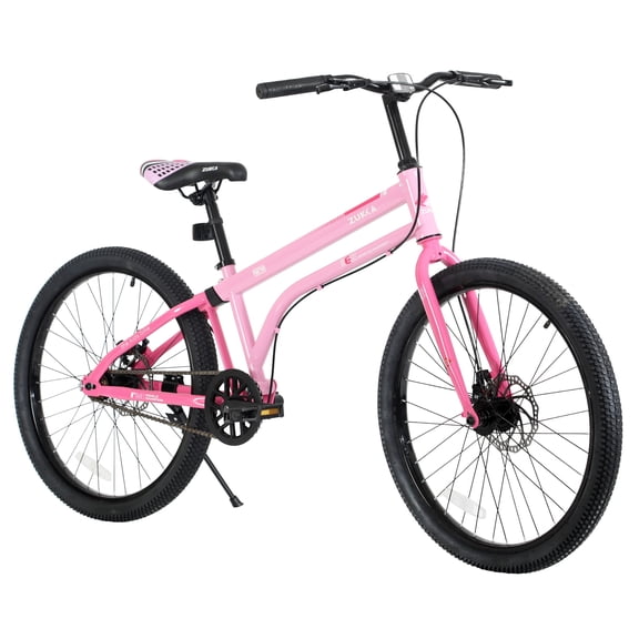 Alvantor 24" Kids Bike, Single Speed Steel Bicycle with Dual Disc Brakes, Pink Purple