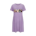 thumbnail image 2 of Sakmal Christmas Moomoo Dresses for Women Cozy Lightweight Loose Purple Loungewear Crew Neck Short Sleeve Graphic Short Nightgowns S-2XL, 2 of 5