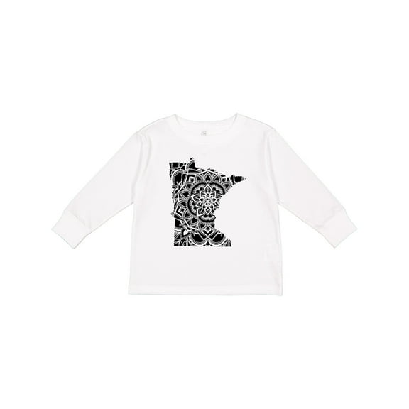 Inktastic Minnesota Silhouette Mandala Boys or Girls Long Sleeve Toddler T-Shirt