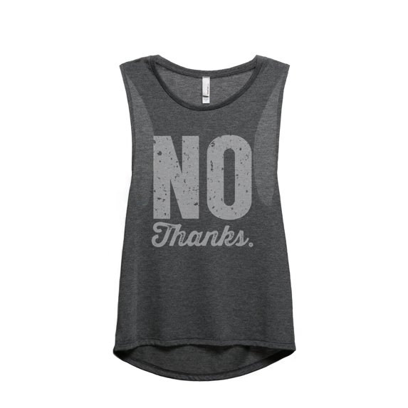 Thread Tank No Thanks Women's Sleeveless Muscle Tank Top Charcoal X-Large