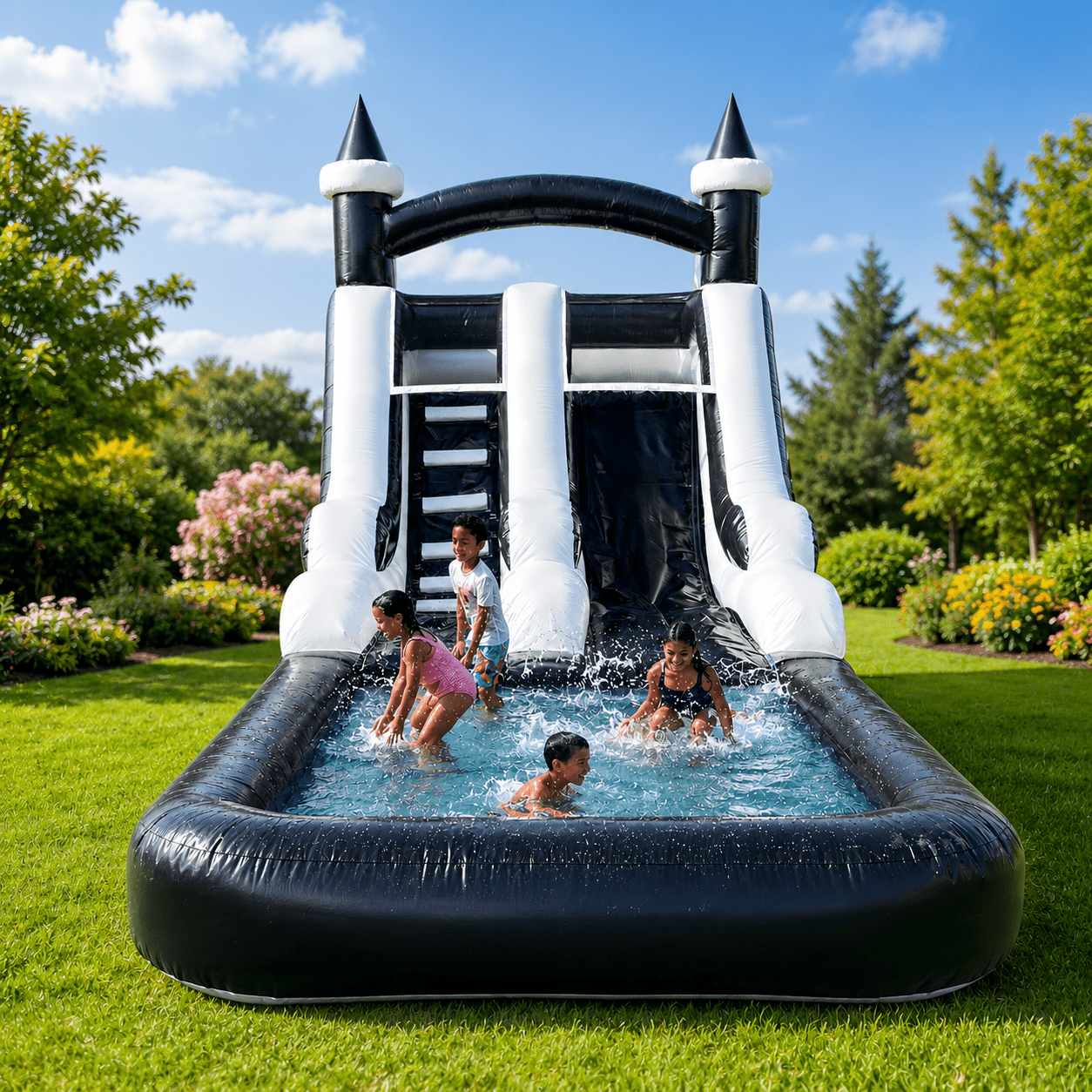 Commercial Water Slide and Splash Pool with Blower for Kids 14FT