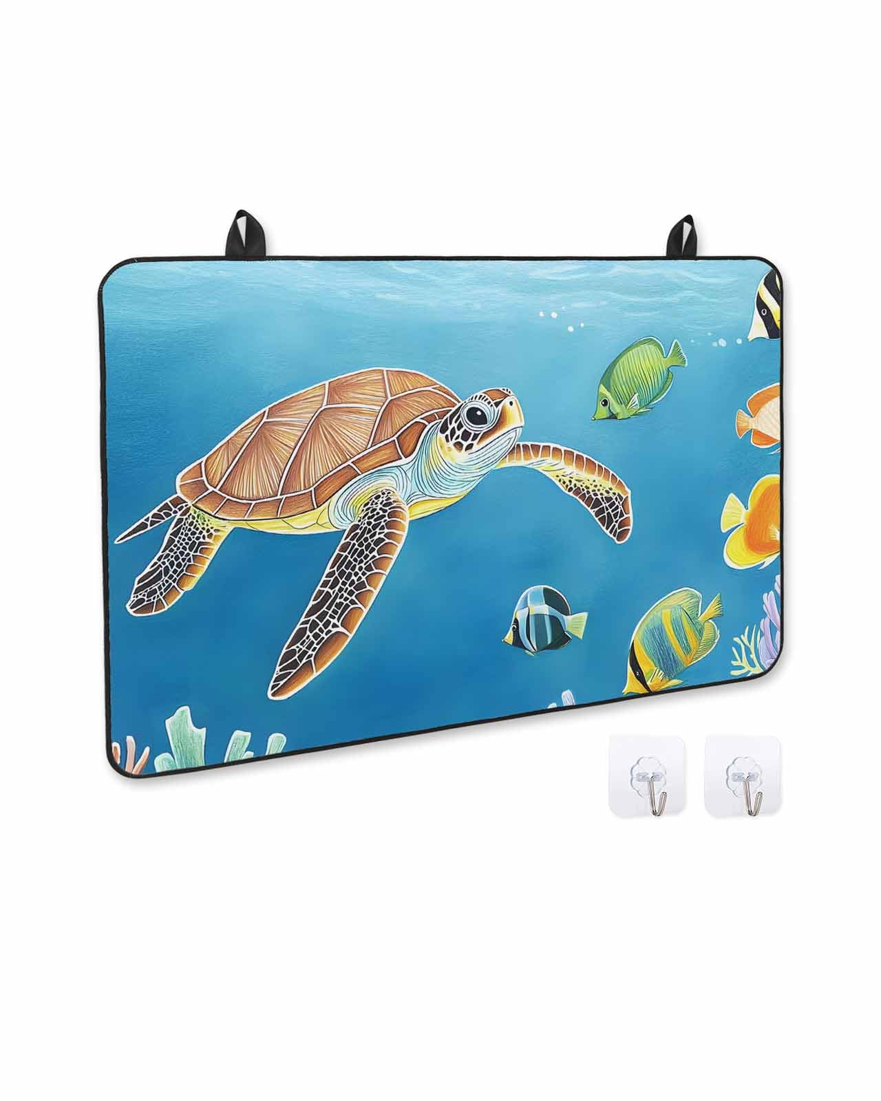 nqOlkjepod Large Induction Cooktop Protector Mat 24"x21", Sea Turtle Coastal Stove Top Covers for Electric Stove, Cartoon Ocean Nautical Decorative Stove Burner Cover Mats, Glass Top Stove Cover