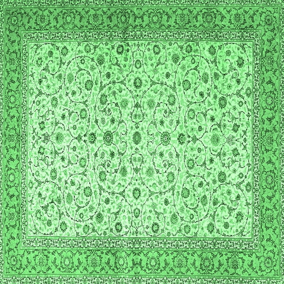 Ahgly Company Indoor Square Persian Emerald Green Traditional Area Rugs, 4' Square