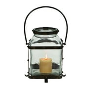 Woodland Import 34698 Metal Glass Lantern in Worn and Aged Finish