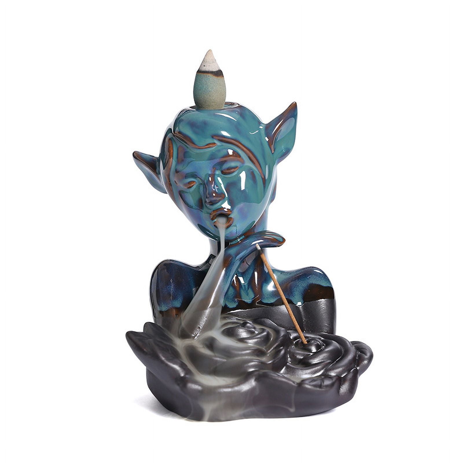 Creative Elf Incense Burner Ornaments Smoke Backflow Incense Holder Ceramic Sandalwood Burner Path Home Temple Yoga Room Home Decor